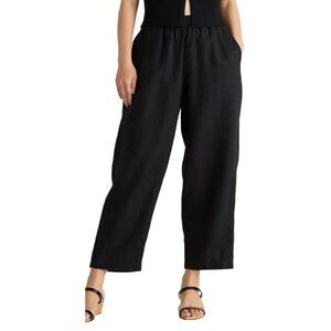 Quince 100% European Linen Pull On Pants Black Small Boho Resort Wear Summer